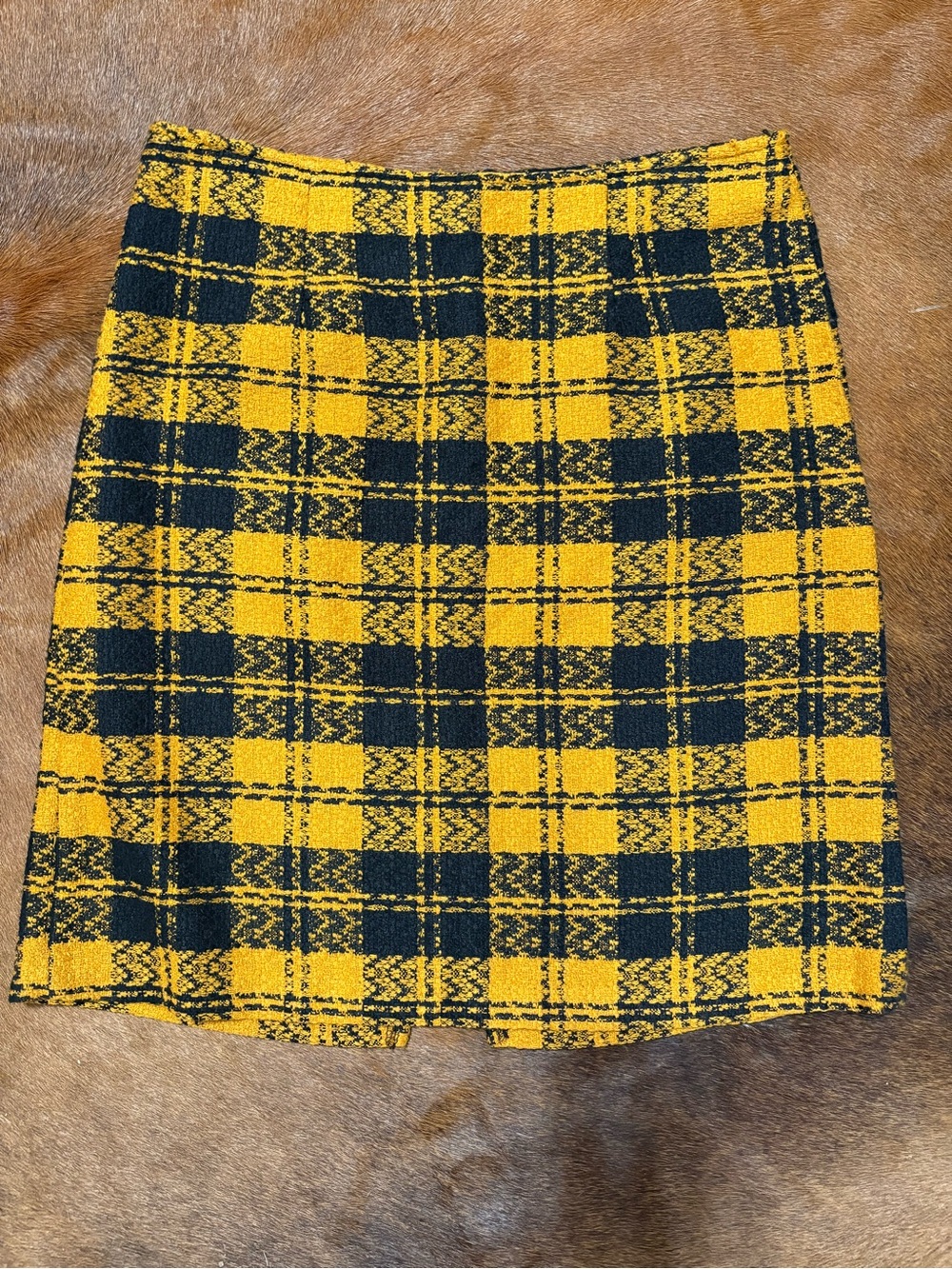 Vintage Mustard Yellow and Black Plaid Mini Skirt